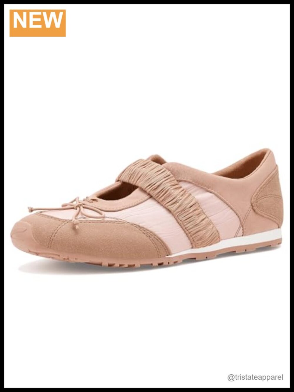 Ballerina sneaker slip on leather mesh cushioned foam insole